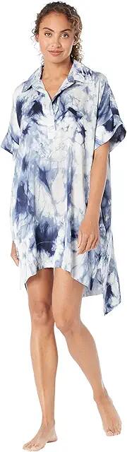 Natori Sora Tie-Dye Short Caftan (Indigo) Women's Pajama Cover