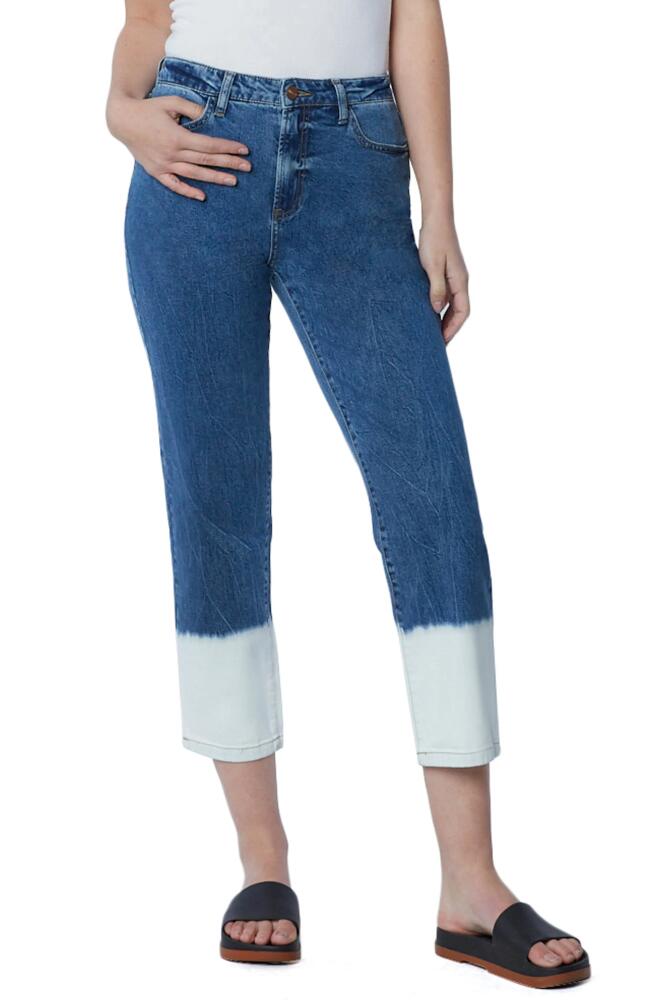 HINT OF BLU High Waist Relaxed Crop Straight Leg Jeans in Dipped Blue Dark Cover