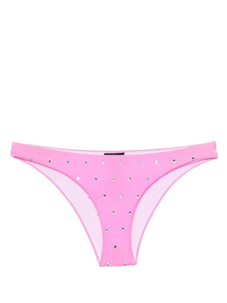 DSQUARED2 crystal-embellished velvet bikini bottom - Pink Cover