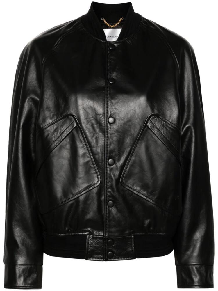 Victoria Beckham leather bomber jacket - Black Cover