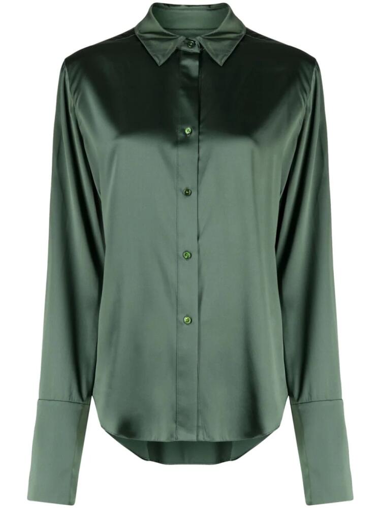 TWP long-sleeve stretch-silk shirt - Green Cover