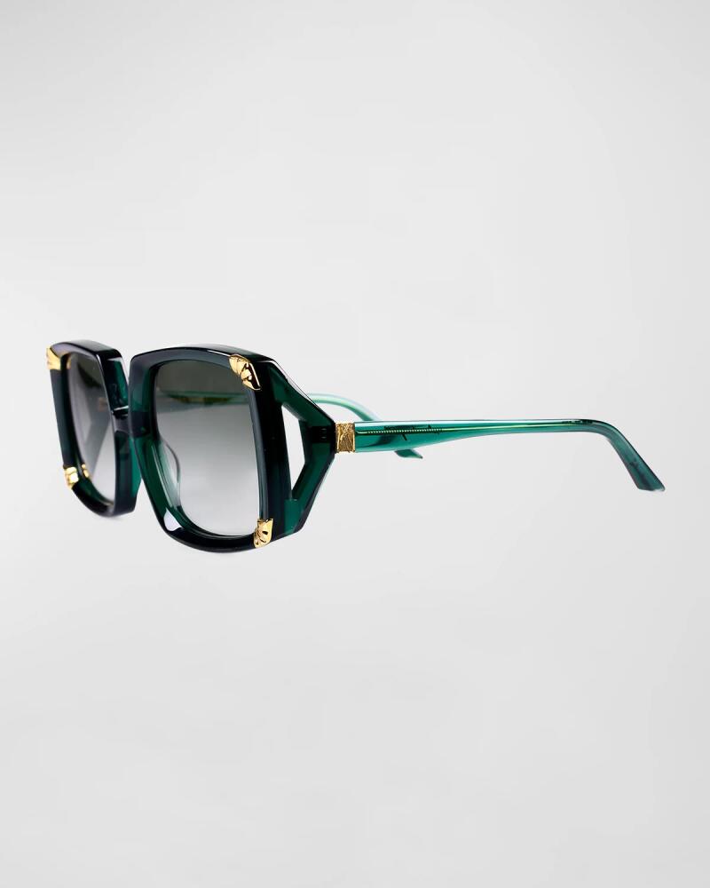 Anna-Karin Karlsson Strawberry Moon Green Square Acetate & Gold-Plated Steel Sunglasses Cover