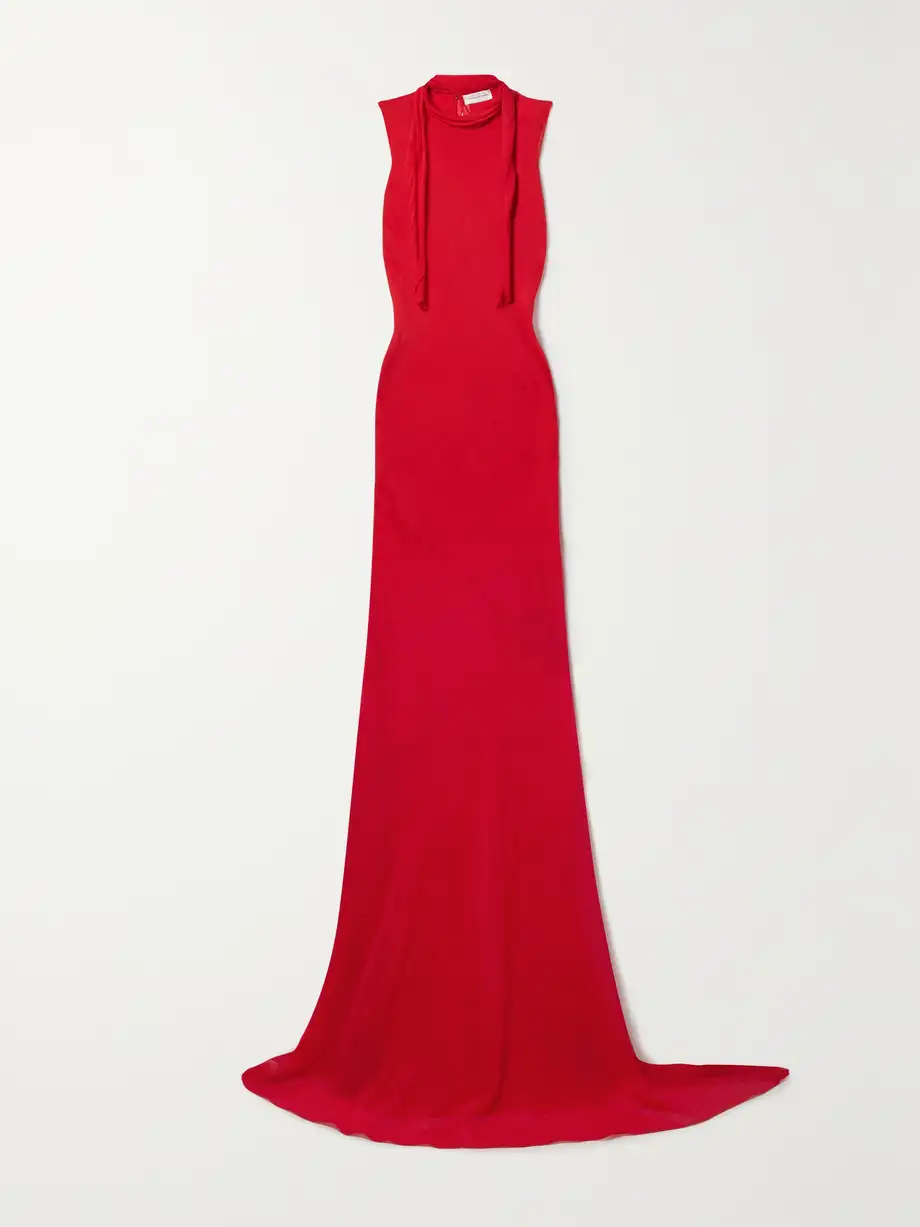 Veronica de Piante - Christy Wool And Silk-blend Georgette Gown - Red Cover