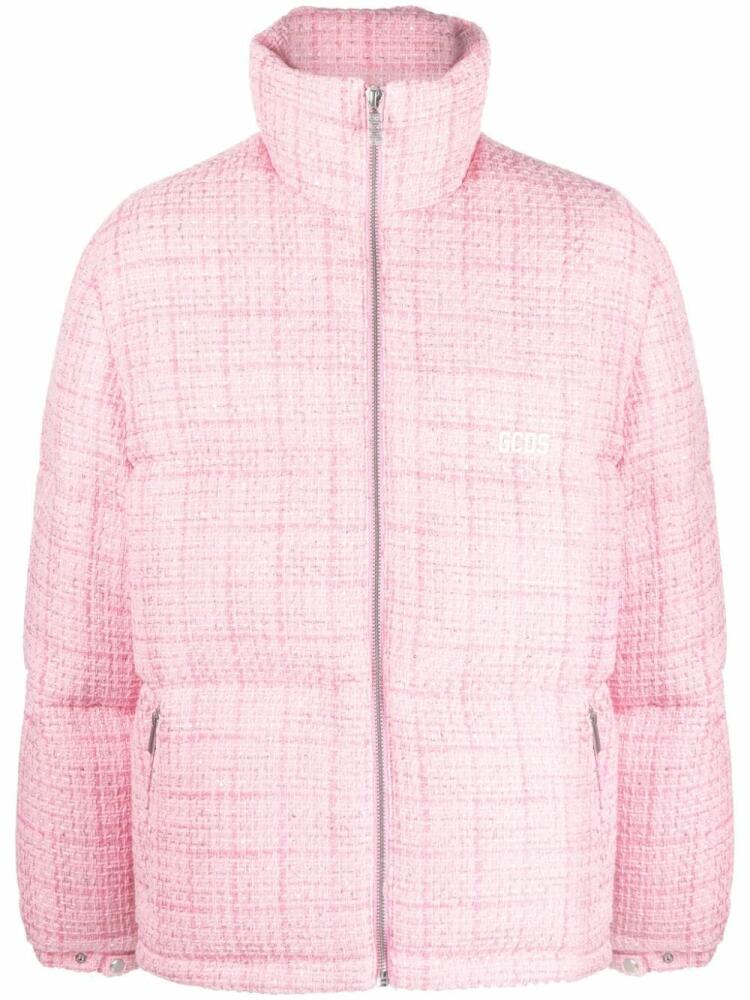 GCDS quilted tweed padded jacket - Pink Cover