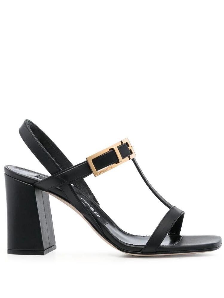 Sergio Rossi buckled T-bar leather sandals - Black Cover