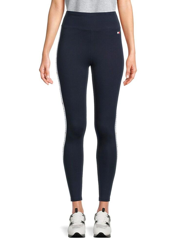 Tommy Hilfiger Women's High Rise Logo Active Leggings - Navy Cover