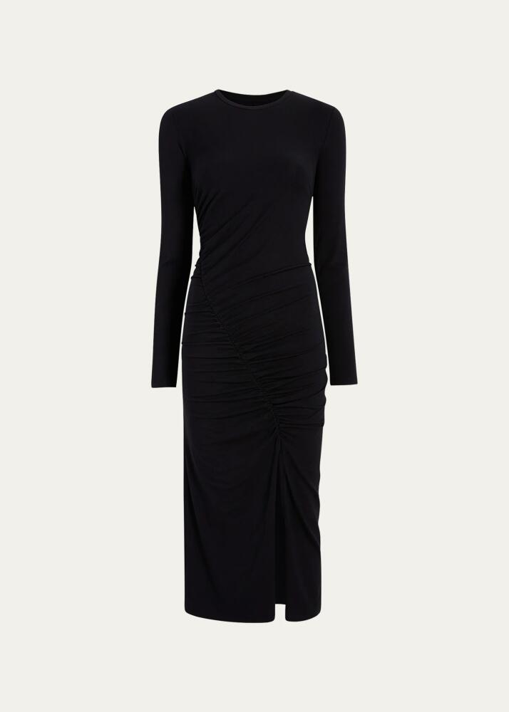 Another Tomorrow Ruched Long Sleeve Midi Dress Cover