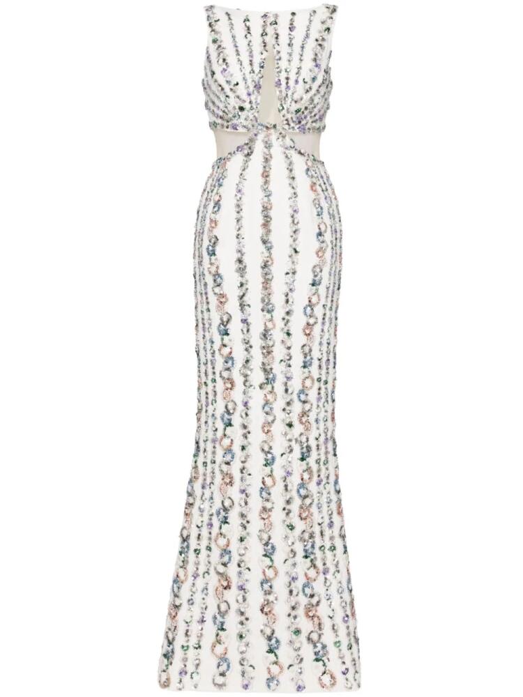 Saiid Kobeisy beaded canton-crepe gown - White Cover