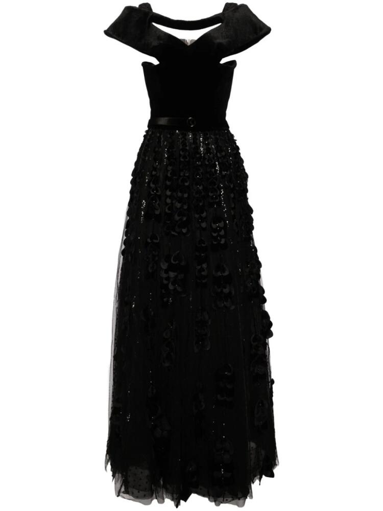 Saiid Kobeisy beaded velvet-top maxi dress - Black Cover