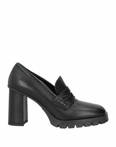 Lorenzo Mari Woman Loafers Black Soft Leather Cover