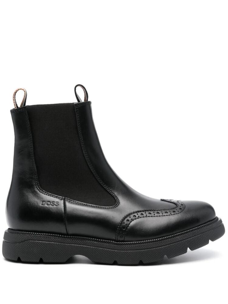 BOSS panelled leather ankle boots - Black Cover