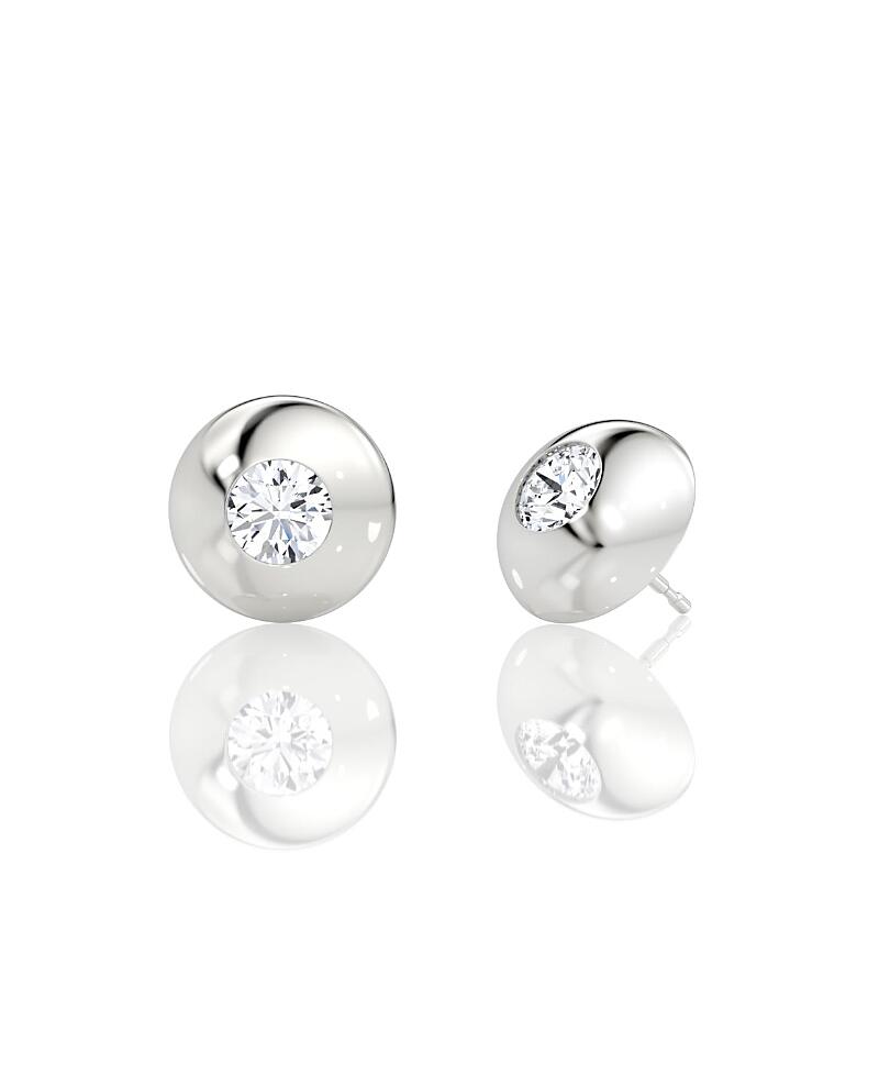 Vrai Lab Grown Diamond Round Brilliant Dome Stud Earrings in 14K White Gold, 1.0 ct. t. w. Cover