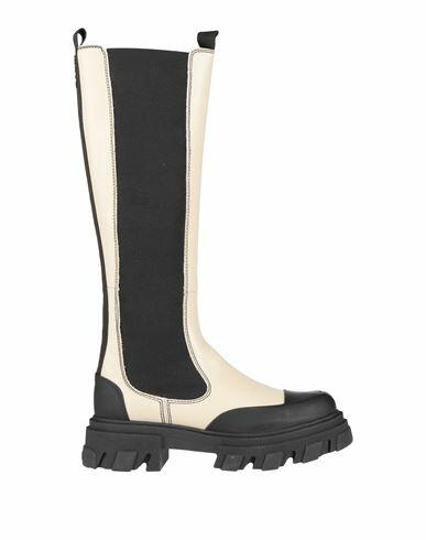 Ganni Woman Boot Beige Soft Leather, Textile fibers Cover