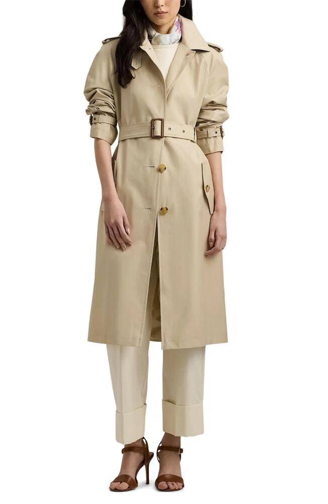 Lauren Ralph Lauren Belted Water Resistant Trench Coat in Explorer Sand Cover