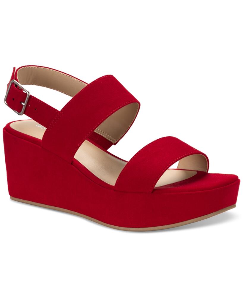 Style & Co Women's Ardenn Double-Strap Wedge Sandals, Created for Macy's - New Red Mc Cover