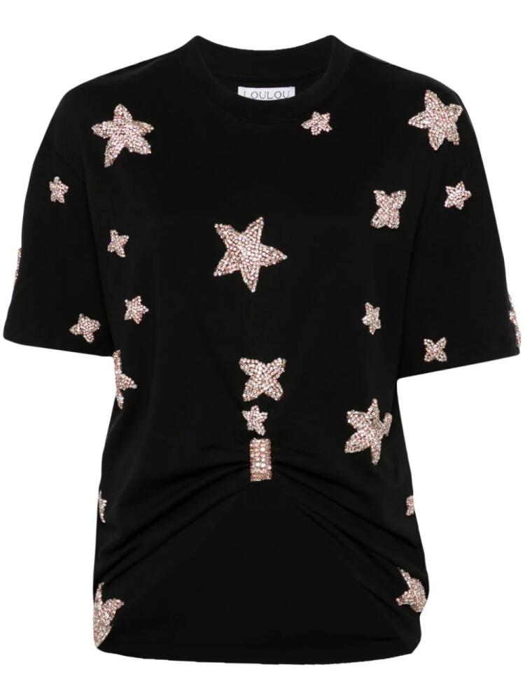 Loulou crystal-embellished cotton T-shirt - Black Cover