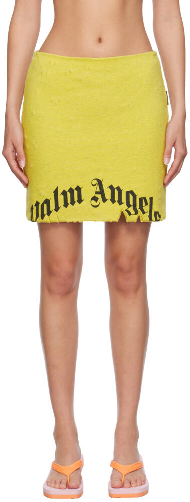 Palm Angels Yellow Destroyed Midi Skirt Cover