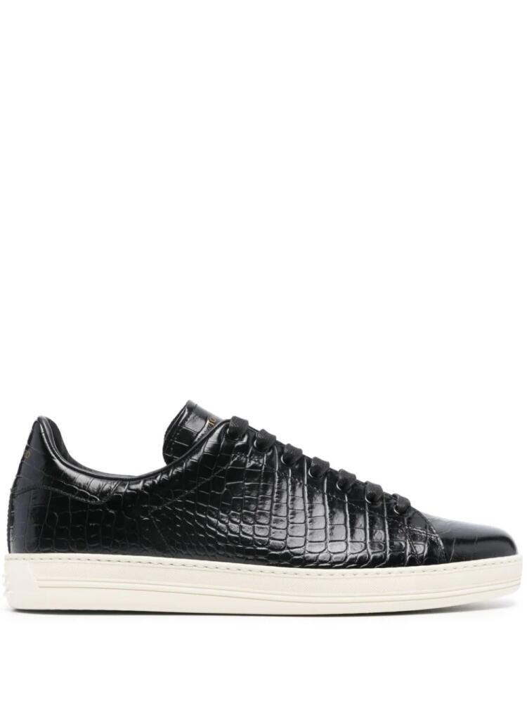 TOM FORD crocodile-embossed leather sneakers - Black Cover