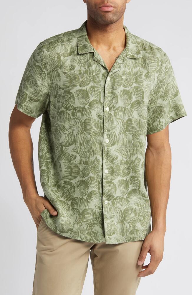 Nordstrom Nalgae Abstract Print Linen Camp Shirt in Green- Olive Nalgae Print Cover