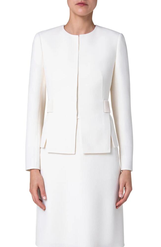 Akris Miriam Double Face Wool Crepe Jacket in 011 Ecru Cover