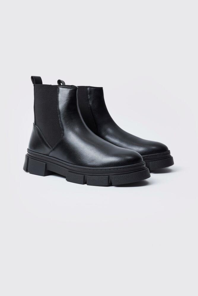 boohoo Mens Chunky Track Sole Chelsea Boots - Black Cover