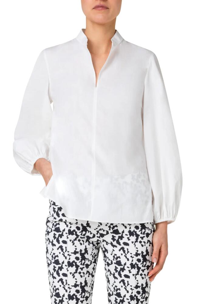 Akris punto Long Sleeve Cotton Popover Blouse in 011 Cream Cover