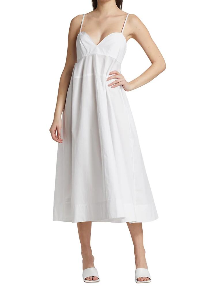 Matthew Bruch Women's Sweetheart Poplin Midi-Dress - White Cover