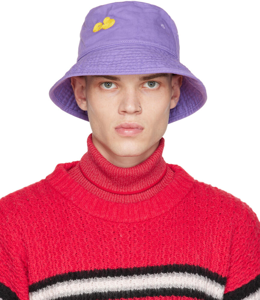 Acne Studios Purple Embroidered Bucket Hat Cover