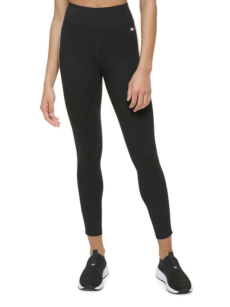 Tommy Hilfiger Women's High Rise Logo Active Leggings - Black Cover