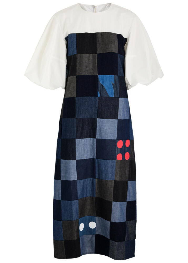 Lovebirds Checked Cotton Midi Dress - Blue Cover