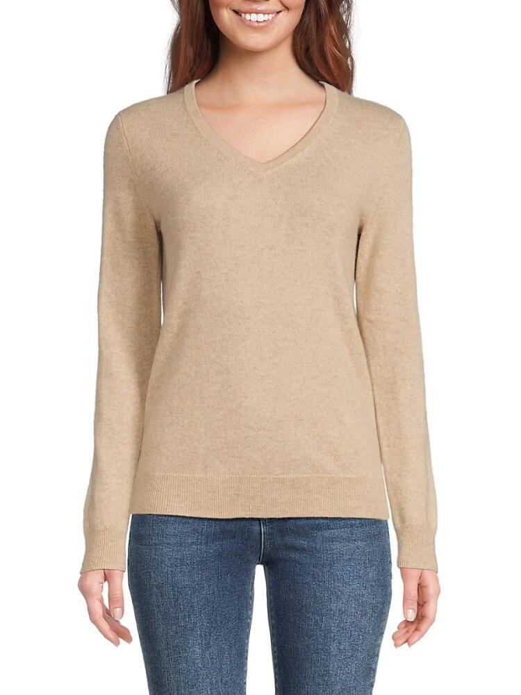 Amicale Women's V Neck Cashmere Sweater - Oat Cover