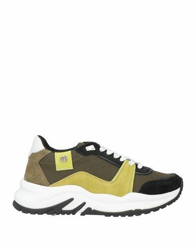 Baldinini Woman Sneakers Military green Leather, Textile fibers Cover