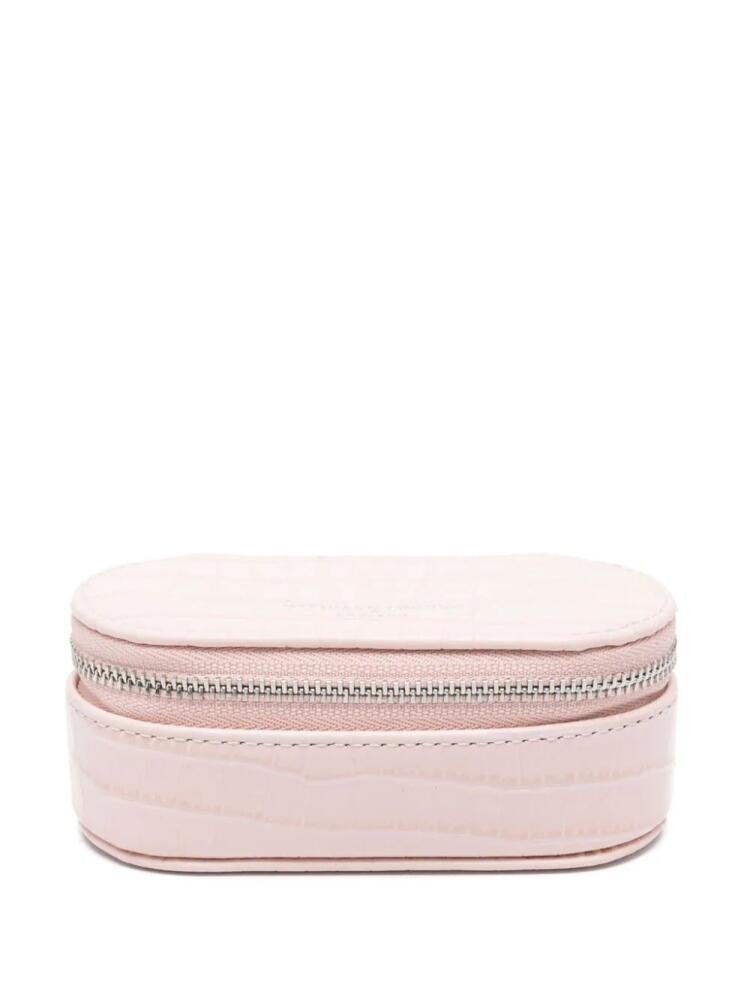 Aspinal Of London Tidy croc-embossed make-up bag - Pink Cover