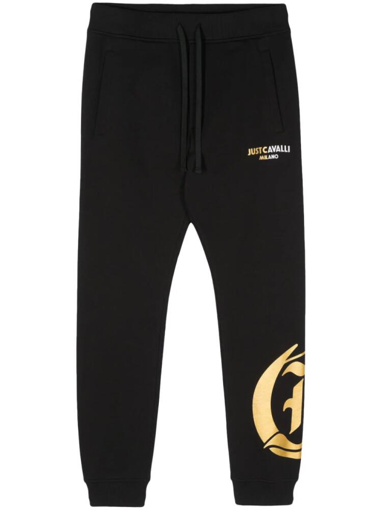 Just Cavalli logo-stamp cotton track pants - Black Cover