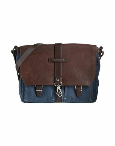 The Bridge Man Cross-body bag Navy blue Cotton, Leather Cover