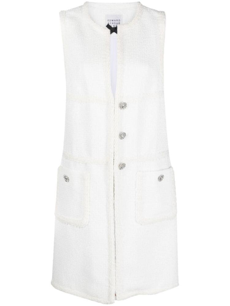 Edward Achour Paris button-fastening tweed vest-dress - White Cover