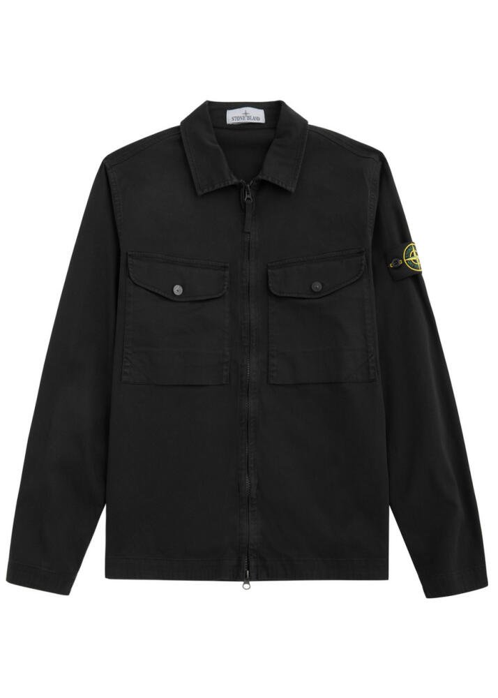 Stone Island Logo Stretch-cotton Overshirt - Black Cover