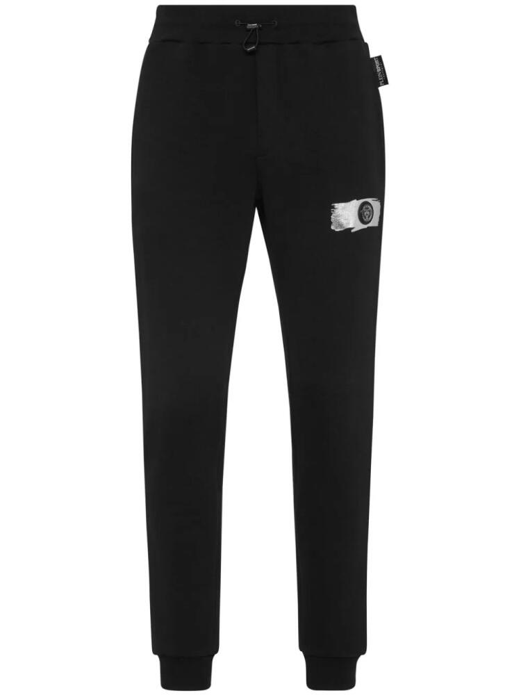 Plein Sport logo-plaque jersey track pants - Black Cover