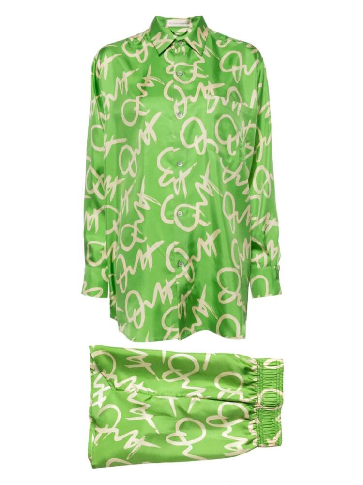 Olivia von Halle Kick silk pajama set - Green Cover