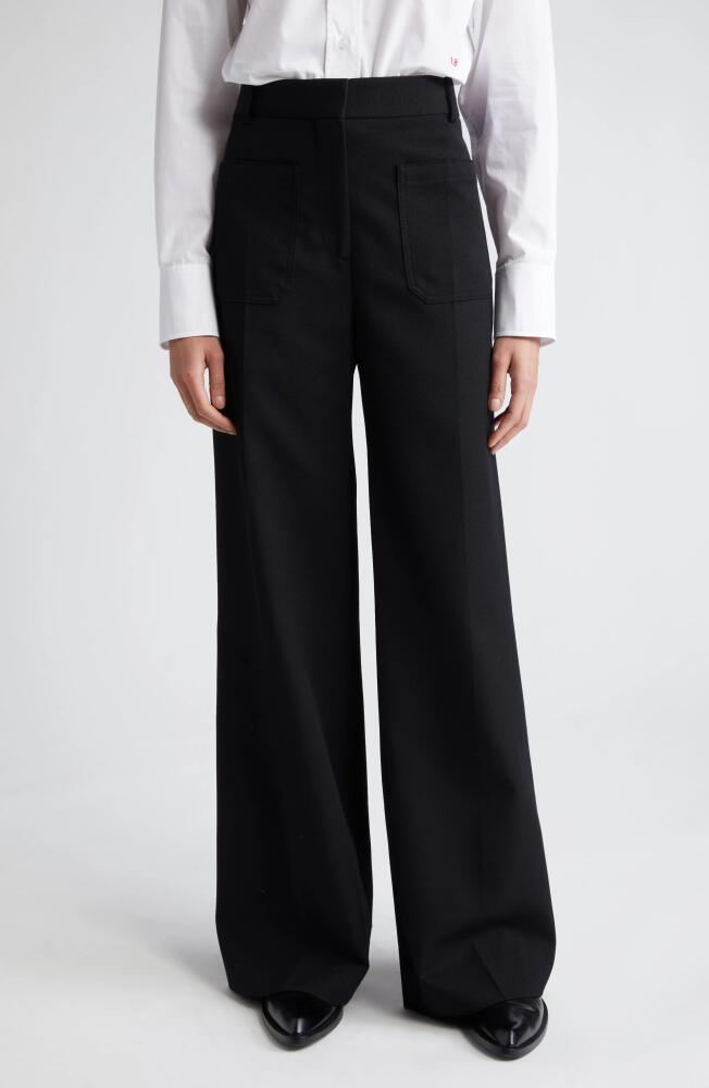 Victoria Beckham Alina Wide Leg Ponte Knit Trousers in Black Cover