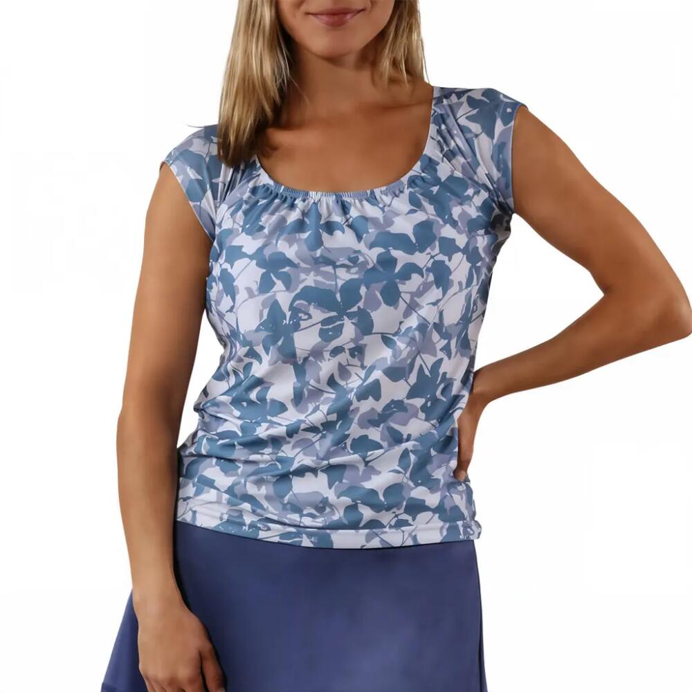 UV Skinz Cap Sleeve Swim Tee in Baltic Shadow Floral Cover