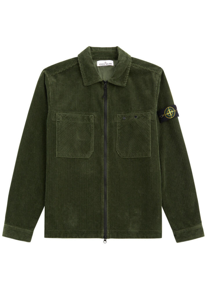 Stone Island Logo Corduroy Overshirt - Green Cover