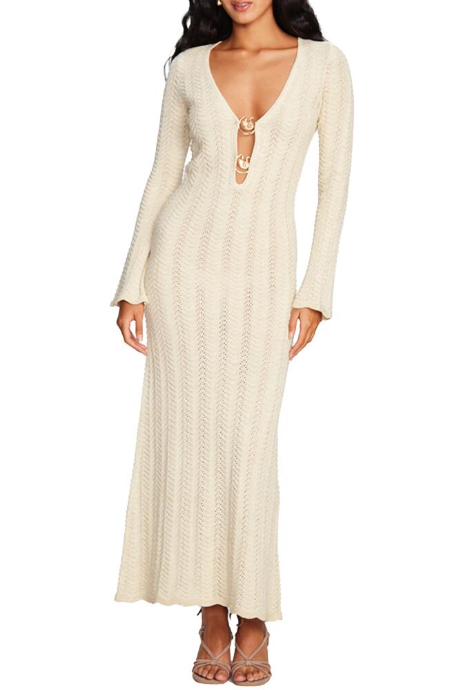 Capittana Ella Gold Long Sleeve Knit Cover-Up Maxi Dress in Gold/Ivory Cover