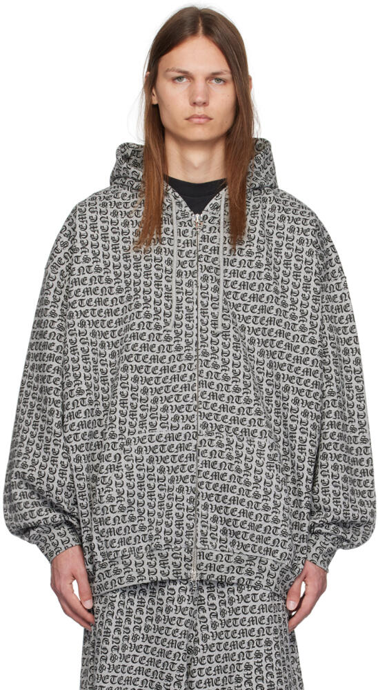 VETEMENTS Gray Gothic Monogram Hoodie Cover