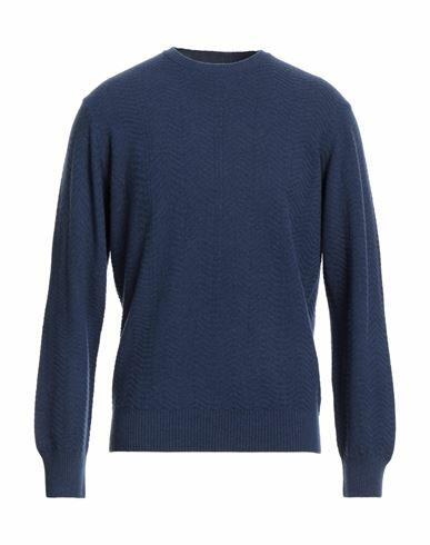 Rossopuro Man Sweater Navy blue Wool, Cashmere Cover