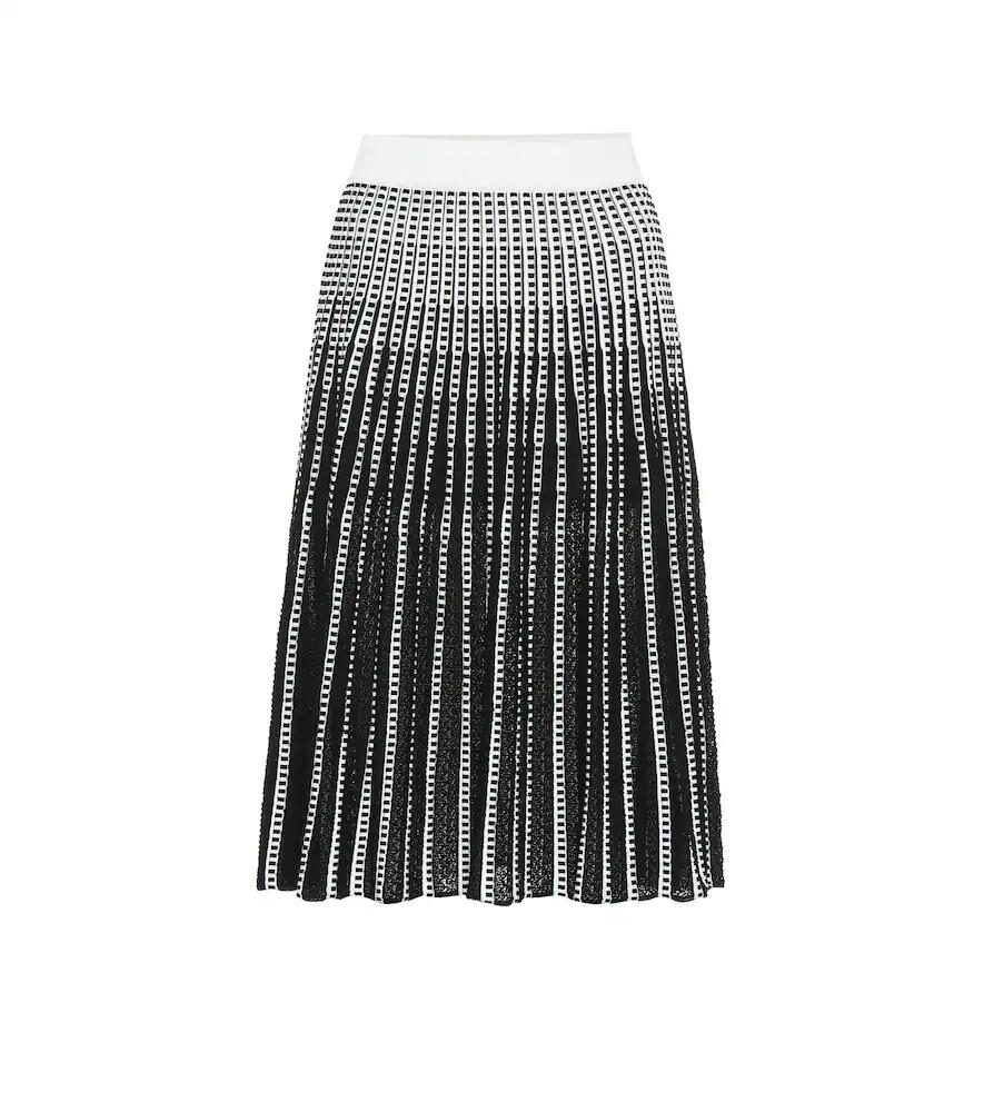 Simkhai Striped stretch-knit midi skirt Cover