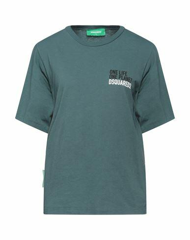 Dsquared2 Woman T-shirt Deep jade Cotton Cover