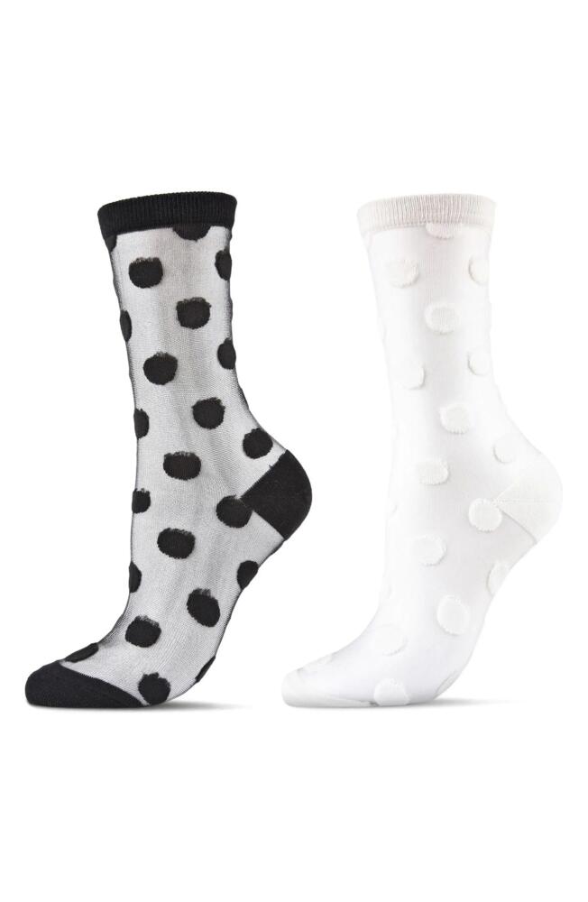 MeMoi Polka Dot Assorted 2-Pack Sheer Ankle Socks in Black-White Cover