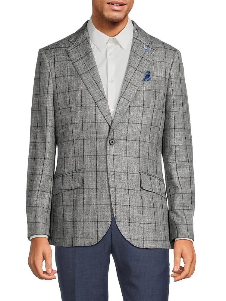 TailorByrd Men's Windowpane Check Blazer - Grey Cover