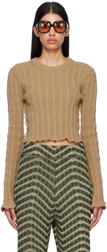 Acne Studios Brown Frayed Sweater Cover